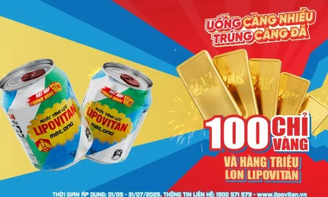 Cơ hội nhận 1 chỉ vàng 24K khi bật nắp nước tăng lực Lipovitan