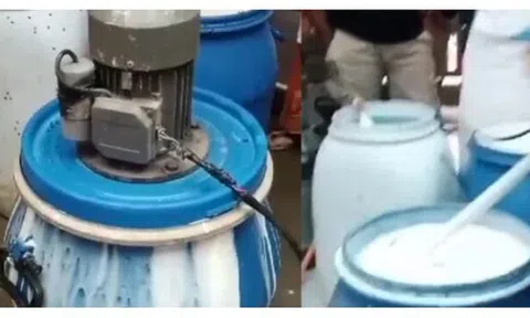 Nhận tin mật rồi đột kích xưởng sản xuất quy mô lớn: Cảnh sát triệt phá đường dây pha 9.000 lít sữa giả bằng 750kg hóa chất