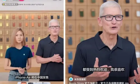 CEO Tim Cook bất ngờ tham gia livestream bán iPhone Air ở Trung Quốc