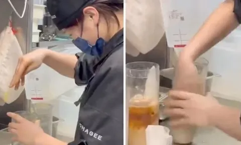 Một nhân viên Chagee tại Trung Quốc dùng...tay trần pha đồ uống, cửa hàng lập tức bị đóng cửa