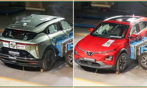 Xe VinFast VF6, VF7 chịu va chạm mạnh: Thân vỏ biến dạng ra sao, người trong xe an toàn thế nào?