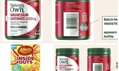 Cảnh báo khẩn: Thu hồi hàng loạt thực phẩm chức năng và kẹo từ Australia