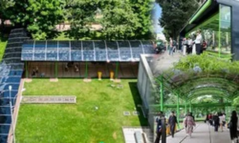 Cận cảnh mái che, nhà chờ tiện ích nối trạm xe buýt với ga metro